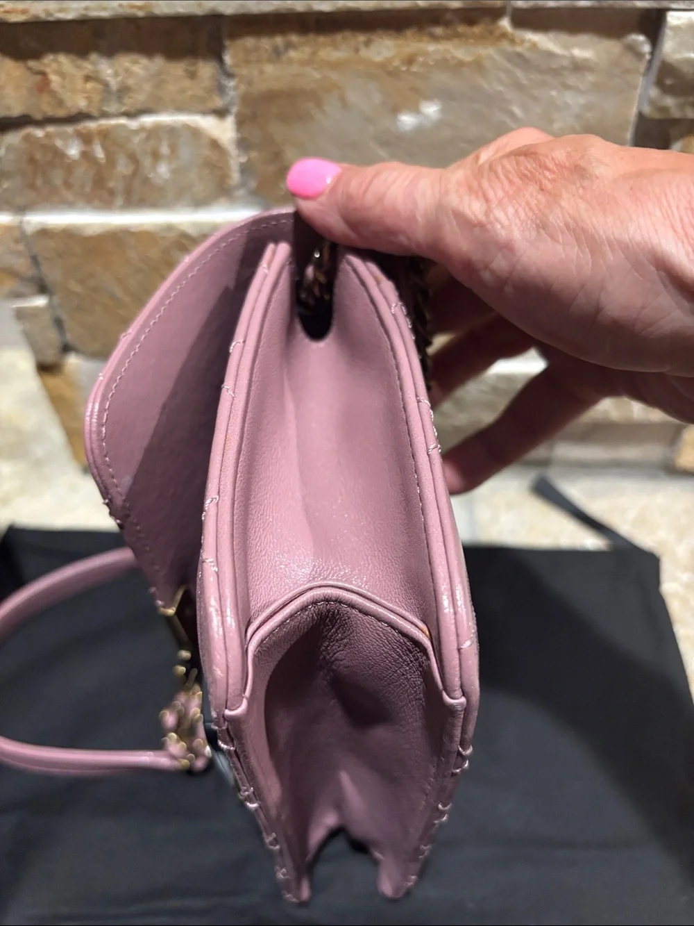 CHANEL Pink Front Flap Caviar Quilted Leather Crossbody Bag